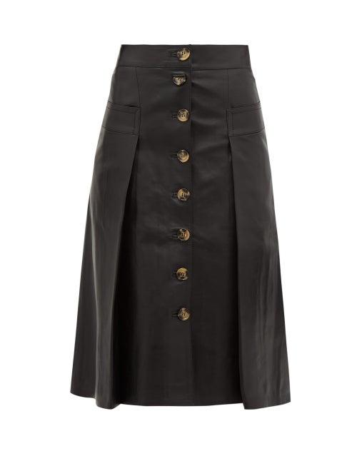 Matchesfashion.com Dodo Bar Or - Galina High Rise Leather Midi Skirt - Womens - Black