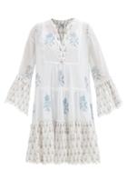 Matchesfashion.com Juliet Dunn - Floral-print Tiered Cotton Mini Dress - Womens - Blue White