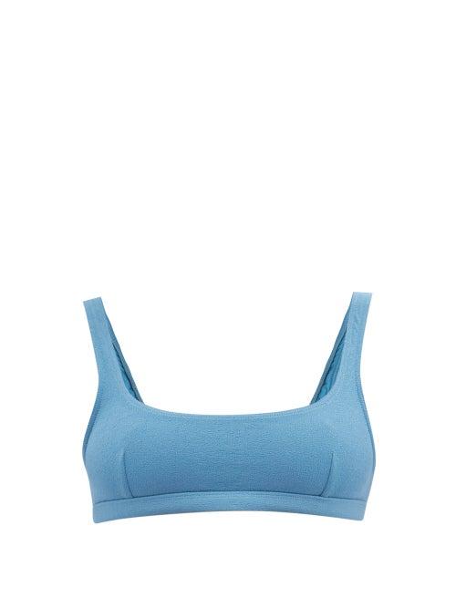 Matteau - Nineties Crinkled Recycled-fibre Bikini Top - Womens - Blue