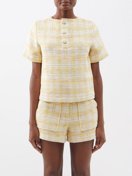 Lisa Marie Fernandez - Cotton-blend Tweed T-shirt - Womens - Yellow Multi
