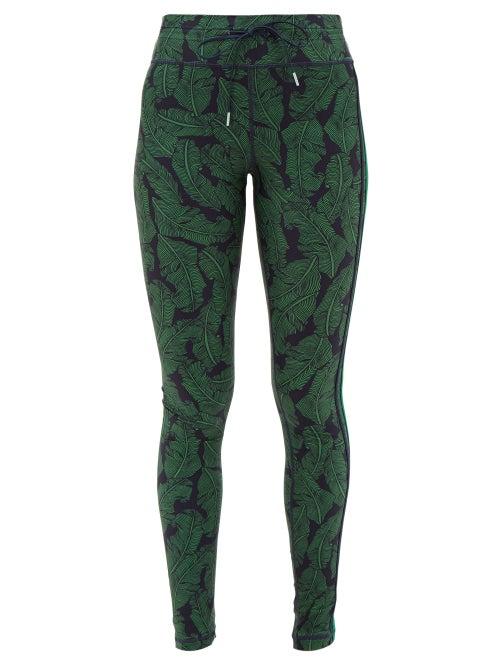 Matchesfashion.com The Upside - Palm Leaf Print Performance Leggings - Womens - Green Navy
