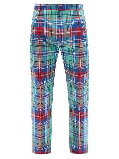 Mens Rtw Charles Jeffrey Loverboy - Tartan Twill Slim-leg Trousers - Mens - Blue