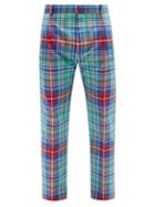Mens Rtw Charles Jeffrey Loverboy - Tartan Twill Slim-leg Trousers - Mens - Blue
