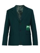 Matchesfashion.com Prada - Logo Embossed Mohair Blend Blazer - Mens - Green