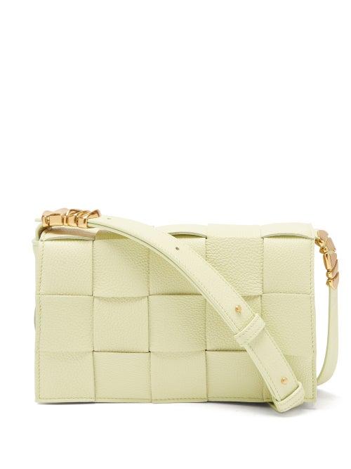 Bottega Veneta - Cassette Intrecciato-leather Cross-body Bag - Womens - Yellow
