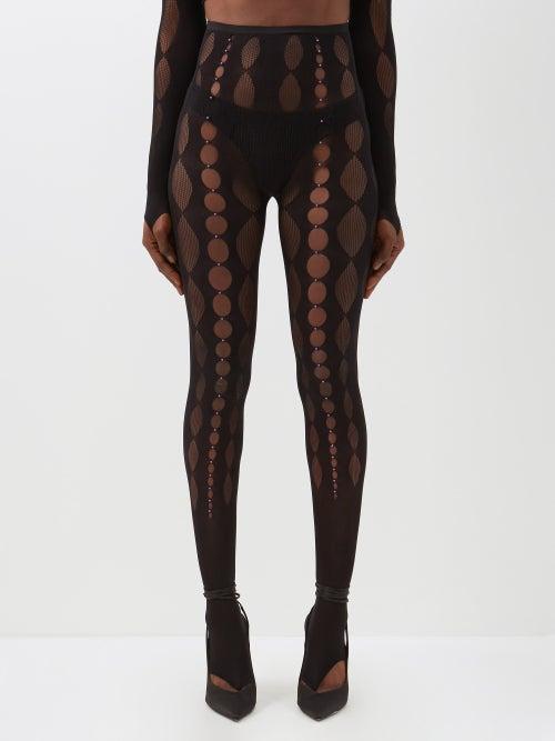 Rui - Cutout Mesh Leggings - Womens - Black
