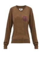 Matchesfashion.com Mm6 Maison Margiela - Logo Jacquard Wool Blend Sweater - Womens - Brown