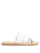 Matchesfashion.com Ancient Greek Sandals - Niki Crystal-studded Leather Slides - Womens - White Silver