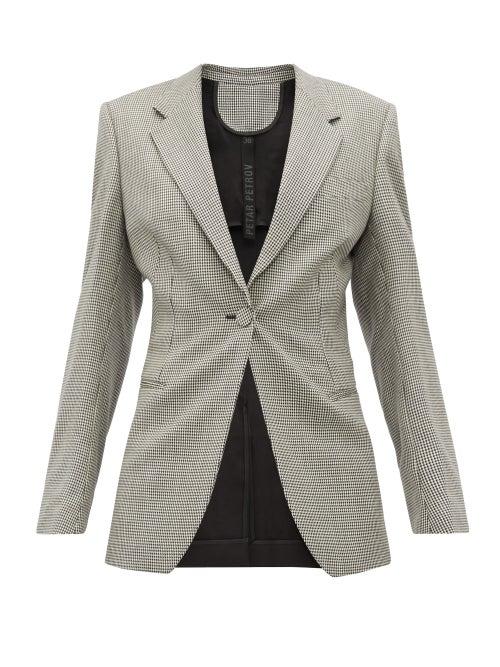 Matchesfashion.com Petar Petrov - Janis Houndstooth Single Breasted Wool Blazer - Womens - Grey Multi