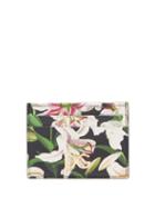 Matchesfashion.com Dolce & Gabbana - Logo Plaque Lilium Print Leather Cardholder - Womens - Black Multi