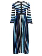 Matchesfashion.com Mary Mare - Maya Striped Midi Dress - Womens - Blue Stripe