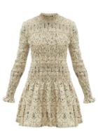 Matchesfashion.com Sir - Sachi Floral Print Smocked Linen Dress - Womens - Cream Multi