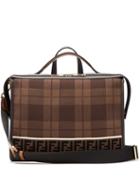 Matchesfashion.com Fendi - Lui Logo Knit Leather Trimmed Messenger Bag - Mens - Brown Multi