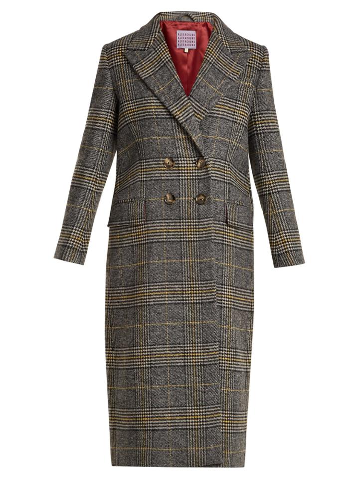 Alexachung Long Double-breasted Checked Coat