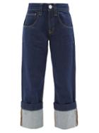 Frame - Turned-up Cuffs Wide-leg Jeans - Womens - Dark Denim