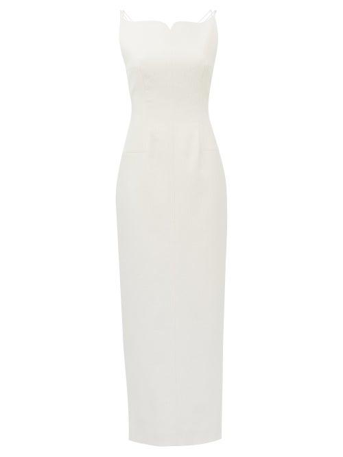 Matchesfashion.com Emilia Wickstead - Briony Sweetheart-neck Cloqu Maxi Dress - Womens - White