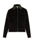 Wales Bonner Slee Leather-trim Cotton-velvet Bomber Jacket