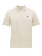 Matchesfashion.com Ami - Logo Appliqud Cotton Piqu Polo Shirt - Mens - Cream
