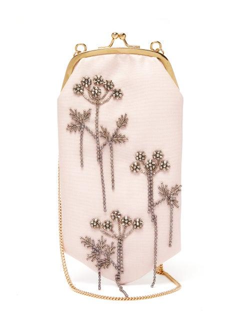 Matchesfashion.com Erdem - Beaded Mikado Silk Cross Body Bag - Womens - Pink Multi