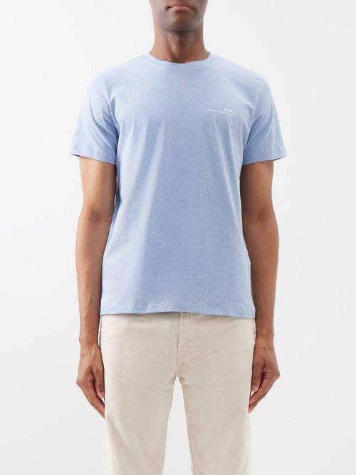 A.p.c. - Item Logo-print Cotton-jersey T-shirt - Mens - Blue