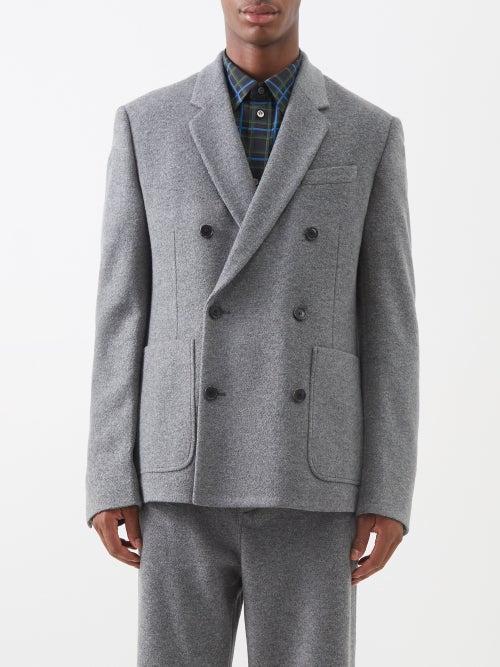 Loewe - Patch-pocket Wool-blend Suit Jacket - Mens - Grey