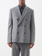 Loewe - Patch-pocket Wool-blend Suit Jacket - Mens - Grey