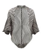 Matchesfashion.com Issey Miyake - Batwing Striped Pleated Crepe Jacket - Womens - Black White