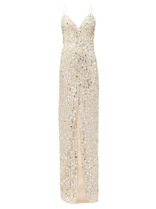 Matchesfashion.com Rasario - Sequinned Sweetheart-neckline Tulle Dress - Womens - Silver