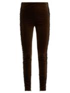 Matchesfashion.com Koch - Bead Embellished Velvet Leggings - Womens - Khaki