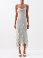 Acne Studios - Dafina Raw-edge Chiffon Midi Dress - Womens - Light Blue