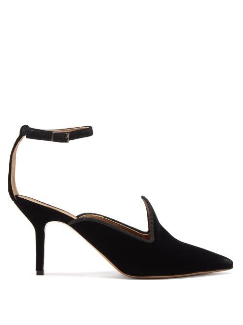 Matchesfashion.com Le Monde Beryl - Cat Point-toe Velvet Pumps - Womens - Black