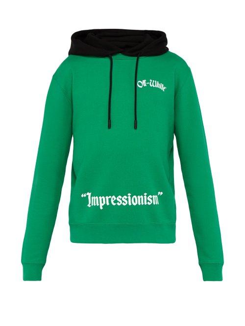 Matchesfashion.com Off-white - Impressionism Cotton Hooded Sweatshirt - Mens - Green