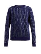 Matchesfashion.com The Elder Statesman - Leo Spot Jacquard Cashmere Sweater - Womens - Blue Multi