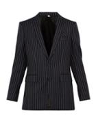 Matchesfashion.com Burberry - Pinstriped Single Breasted Wool Blazer - Mens - Navy Multi