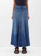 Raey - Panelled Organic Cotton-blend Denim Skirt - Womens - Dark Blue