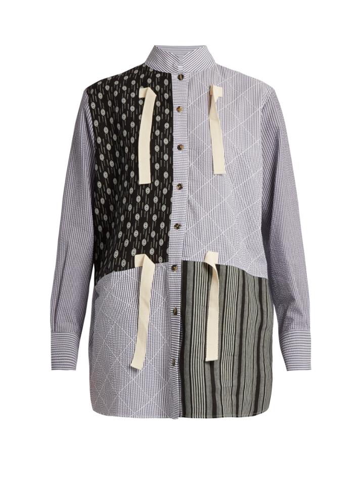 J.w.anderson Contrast-print Striped Cotton-gauze Shirt