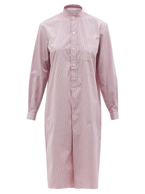 Charvet - Stand-collar Striped Cotton-poplin Shirt Dress - Womens - Pink Stripe