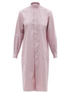 Charvet - Stand-collar Striped Cotton-poplin Shirt Dress - Womens - Pink Stripe