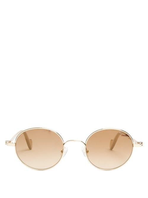 Matchesfashion.com Moncler - Round Frame Metal Sunglasses - Mens - Gold