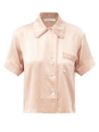 Ladies Lingerie Araks - Shelby Short-sleeve Silk-charmeuse Pyjama Shirt - Womens - Beige