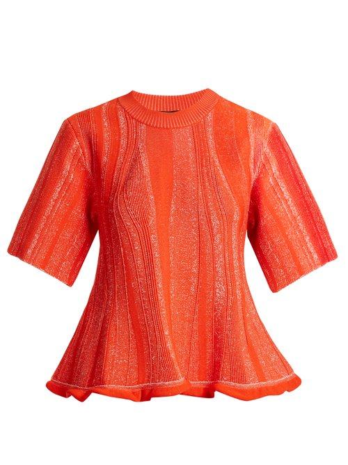 Matchesfashion.com Proenza Schouler - Peplum Hem Textured Knit Top - Womens - Red White