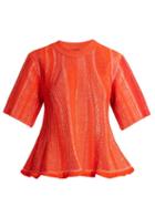 Matchesfashion.com Proenza Schouler - Peplum Hem Textured Knit Top - Womens - Red White