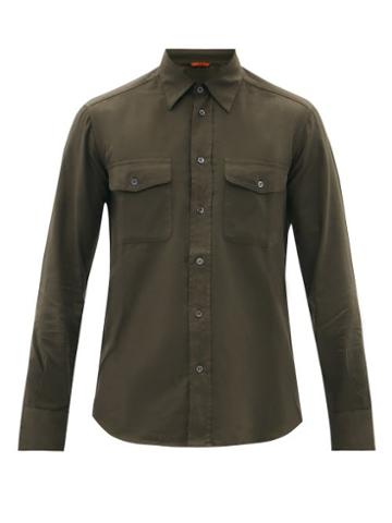 Mens Rtw Barena Venezia - Deca Flap-pocket Cotton-canvas Shirt - Mens - Dark Khaki