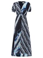 Matchesfashion.com Saloni - Lea Shibori-print Silk Dress - Womens - Blue Multi