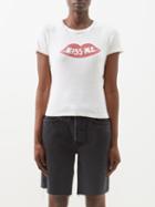 Re/done - Kiss Me-print Cotton-jersey T-shirt - Womens - White Red