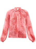 Matchesfashion.com Giambattista Valli - Square Print Silk Georgette Blouse - Womens - Pink Multi