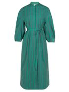 Jil Sander - Garment-dyed Striped Poplin Shirt Dress - Womens - Green Stripe