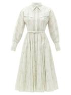 Matchesfashion.com Emilia Wickstead - Charity Diamond-print Organic-cotton Shirt Dress - Womens - Green White