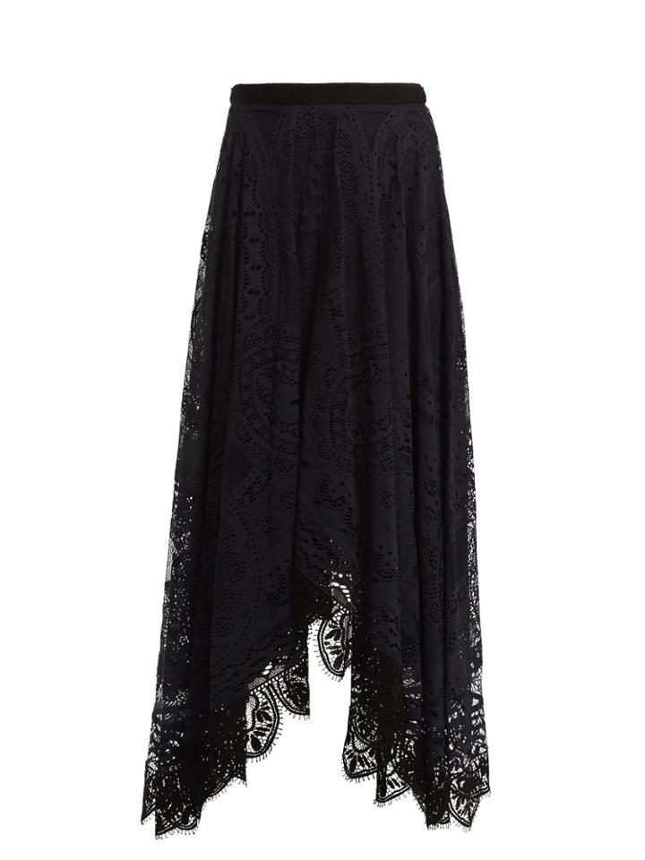 Chloé Asymmetric-hem Lace Cotton-blend Skirt