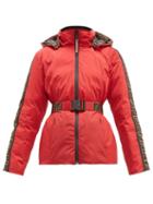 Matchesfashion.com Fendi - Rama Ff Print Belted Reversible Ski Jacket - Womens - Red